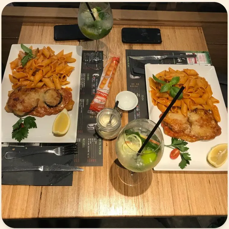 Dîner en duo, escalope et cocktail
